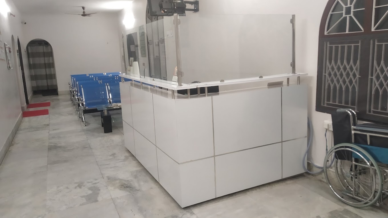 Reception desk with wheelchair access
